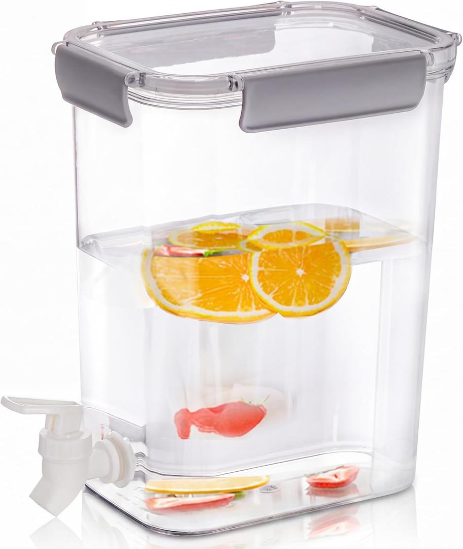 Elsjoy 1.2 Gallon Plastic Drink Dispenser with Spigot, Cold Beverage Dispenser Fridge Drink Container for Iced Tea, Lemonade, Coffee