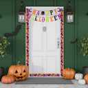 Fuutreo 68.9 ft Halloween Bulletin Board Border Decoration Happy Halloween Banner Pumpkin Ghost Skeleton Bat Wavy Curled Trim Bulletin Board Stickers for School Classroom Home Office Wall Party Decor