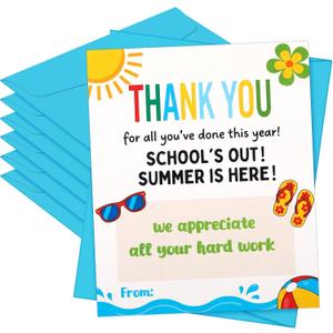 2 x Gueevin 6 Pack Teacher Appreciation Cards with Envelopes Bulk Summer Thank You Cards for Teacher End of Year and Graduation Gifts