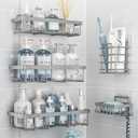 Liuoud 5 Pack Shower Caddy Organizer Rack Shelf for Inside Shower, Self Adhesive Bathroom Wall Storage Basket Rustproof Stainless Steel Large Capacity Shampoo Holder, Grey