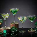 Qinyoung 4 Pcs St. Patrick's Day Shamrock Martini Glass Stemmed Hand Painted Clover Wine Glass Lucky Cocktail Glasses Bar Goblet Drinkware for Irish Theme Holiday Party Gifts