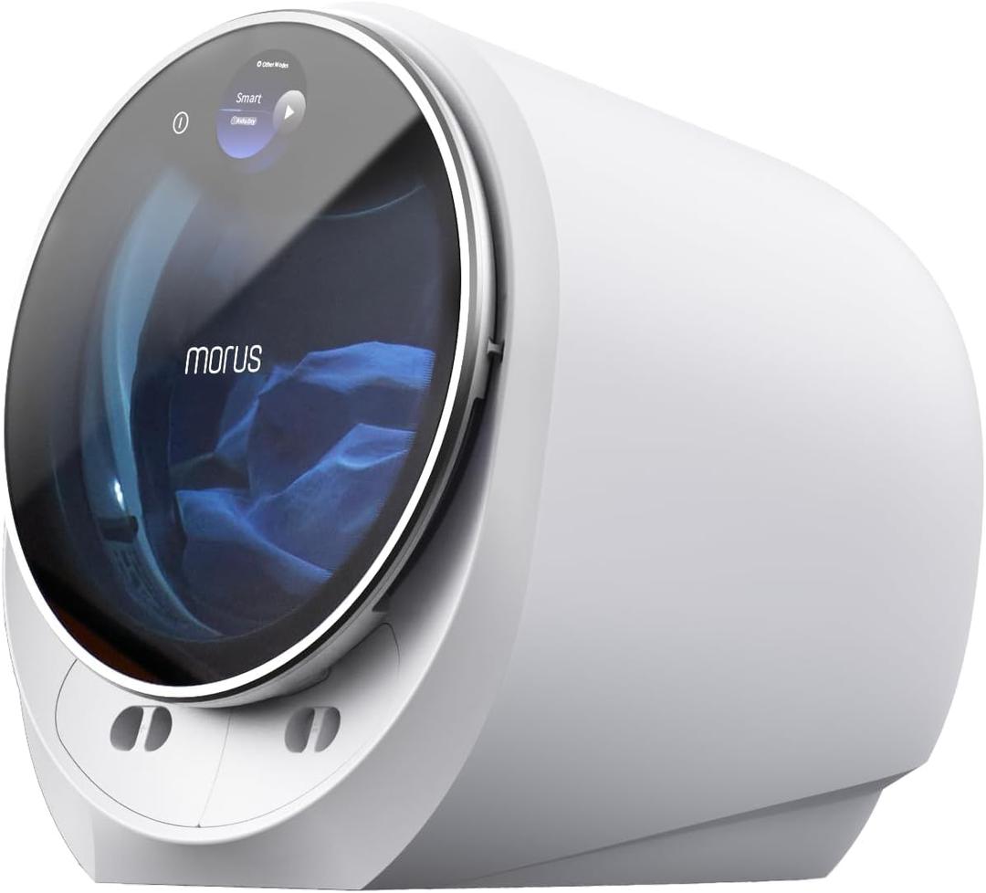 Morus Portable Dryer for Clothes with 8 Modes, 1200W Mini Dryer with Stainless Steel Drum, No Installation Required, Wrinkle and Pet Hair Remover, Luxury Towel Warmer, for Apartments, Dorm, RV