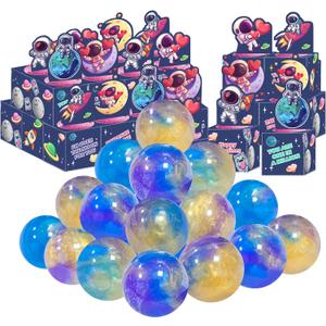 24 Pack Valentine's Day Gifts for Kids, Galaxy Slime with Greeting Card Box Stress Relief Slime Toy for Kids, Girls Boys Valentines Party Favors Valentine's Day Classroom Exchange Prizes Gift Set