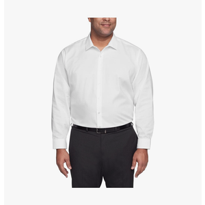 Men's Big and Tall Solid Dress Shirt, 20" Neck 35"-36" Sleeve