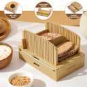 Bamboo Bread Slicer for Homemade Bread Adjustable Width Slicing Guides, Compact Loaf Cutter for Perfect Slices