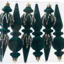 Green Velvet Christmas Ornaments Set,6 Pack Plastic Shatterproof Christmas Ball Hanging Ornaments for Xmas Tree Decorations(6.7Inch)