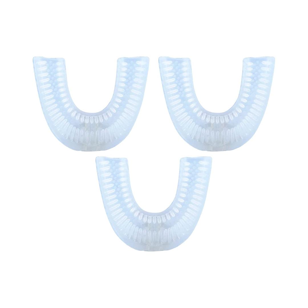AutoBrush Silicone U Shaped Brush Head Replacement, Brush Head Refills, 360 Degree Oral Teeth Cleaning, Automatic Toothbrush Head Accessories, Adult and Kid Sizes (Ages 5-7, 3-Pack, Kids)