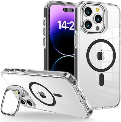 WOGROO iPhone 15 Pro Max Case, Compatible with MagSafe, Magnetic Kickstand, Clear Black