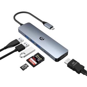 Tymyp USB C Hub, 6 in 1 USB C to USB Adapter, USB C Multiport Dongle with 4K HDMI, 3 x USB 3.0, SD/TF Card Slot Ideal for New Mac Pro/Mac Air and Various Type C Devices 2Pcs