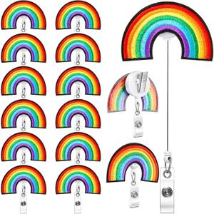12 Pcs Rainbow Badge Reels Back to School Retractable Badge Holder with Alligator Clip Cute Colorful Name Clip Holder for Women Doctor Nurse Office Worker Teacher Student Supply Party Gift
