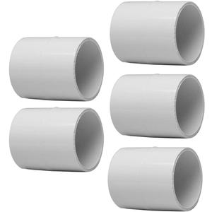 5PCS 2" PVC Pipe Fitting Coupling Connector Adapter Pipe Fitting Slip (Socket x Socket) Schedule 40 White Color