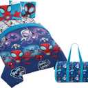 Jay Franco Marvel Spidey & His Amazing Friends Twin Size Comforter Set - 4 Piece Includes Sheet Set, Pillow Covers & Bonus Duffle Bag - Super Soft Kids Bedding with Ghost Spider and Miles Morales