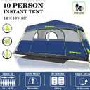 10 Person Instant Tent, Waterproof Pop Up Tents for Camping with Rainfly, 60 Seconds Easy Setup, Automatic Cabin Tent for Family Camping with Expandable Carry Bag & Upgraded Ventilation, Blue