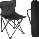 YSSOA Portable Folding Camping Chair for Adult with Carry Bag, Collapsible Anti-Slip Padded Oxford Cloth Stool for Hiking, Fishing, Gardening, Picnic, Small, Black