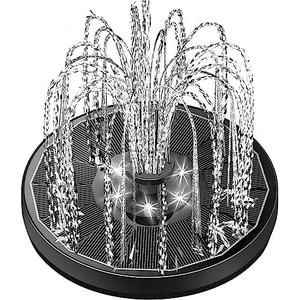 Yzert Glass Panel Solar Fountain with 2200 Mah Battery, 3.5W Floating Water Fountain with 4 Fixed Rods, Solar Pump for Bird Bath, Garden, Pond, Pool, Outdoor - White Lights