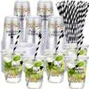 Patelai 60 Set 16oz Black Bow Graduation Cups Bulk Coquette Disposable Plastic Cups with Lids and Straws Black Graduation Decorations 2026 Congrats Grad Party Tableware for Drinks Beer Cocktails