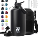 Dysanky Insulated Water Bottle | Thickened Stainless Steel Vacuum Metal | Portable Sports Half Gallon Large Water Jug for Gym and Hiking with Straw, Carrier Bag, Handle Strap | BPA-Free 64 oz