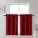 Gwine Kitchen Curtains for Small Window Treatment, Light Filtering Short Cafe Curtains Over Sink, Half Window Drapes Tier for Bedroom Bathroom Rod Pocket, Each 30" Wx36 L, Red, 2 Panels