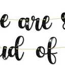 2 x Graduation Decorations - 10 ft Black We are so Proud of You Banner, Black Graduate Banner, Happy Grad Supplies, Graduation Decorations for Middle School, High School, College