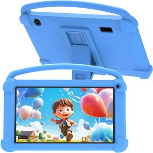 YQSAVIOR Kids Tablets, Android 12 Tablet for Kids, 4GB RAM 32GB ROM Toddler Tablet 7 inch IPS Screen, Parental Control, 2+5MP Dual Camera, Shockproof Case for Educational Games, Blue