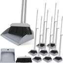 Tioncy 8 Set 16 Pcs Broom and Dustpan Set 53 Inch Broom with Dustpan Combo with Long Handle Upright Stand up for Office Home Kitchen Lobby Floor Cleaning