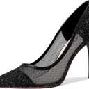 GOSERCE Rhinestone Heels Dressy Women's Stiletto Pointed Toe Pumps Mesh High Heel Pumps Fashion Prom Wedding Evening Party Shoes (Black, M)