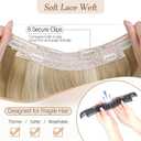 Vigorous Invisible Wire Hair Extensions 20 Inch Long Wavy Layered Clip in Hair Extension with Transparent Wire Adjustable Size 6 Secure Clips Thick Synthetic Hairpieces for Women