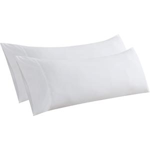 WhatsBedding Body Pillow Cover(2 Pack), Ultra Soft Microfiber Pillowcases, Breathable Long Pillow Case, Envelope Closure - White (20x54 inch)