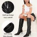 Knee High Boots for Women Pointed Toe Stiletto Long Boots Casual Party Dress Shoes (9, Black)