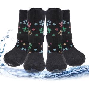 PUPTECK Anti Slip Dogs Shoes for Hot/Cold Pavement, Senior Booties, Rubber Boots & Paw Protectors for Small Medium Large Size Dogs to Prevent Licking, Grippy Socks for Hardwood Floors, Paw, Large 