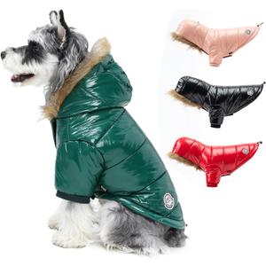 PINA Dog Winter Coat with Faux Fur Hood, Windproof and Warm, Suitable for  Dogs, Green, XL (XL(chest:23.6in))
