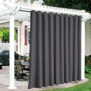 RYB HOME Blackout Outdoor Curtains - Heavy Duty Waterproof Windproof Privacy Curtains Insulated for Cabana Patio Door Lanai Terrace Garden Lawn, W 150 x L 95, 1 Pc, Gray (Grey)