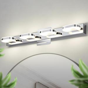 Modern LED 4 Lights Vanity Light for Bathroom Modern Vanity Light Fixture Wall Sconce 26 Inch Natural White Light (Chrome)
