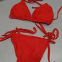 Women's 2 Piece Swimsuit Halter String Bikini Adjustable Bathing Suit (Red)