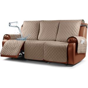 Ruaozz Waterproof Recliner Couch Covers 3 Seater Light Brown  22"D x 92"W x 38"H