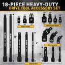 18-Pieces Impact Socket Extension Set: 1/4", 3/8" & 1/2" Drive Socket Extension Bar, Socket Adapter Set, Swivel Universal Joints & Impact Coupler