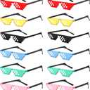 12 Pack Thug Life Party Sunglasses 8 Bit Pixel Glass Multicolor Mosaic Gamer MLG Photo Props Unisex Eyewear