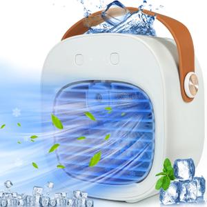 Portable Air Conditioners, 5200mAh Rechargeable Mini Air Conditioner Fan, 3 Wind Speeds Quiet Personal Small Desk Air Cooler Fan for for Bedroom, Car, Home, Camping, Travel, and Office