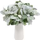 SHACOS Artificial Flocked Lambs Ear Stem 12 Pieces Lamb's Ear Branch Foliage Pick Greenery Leaf Flower Spray for Home Wedding DIY Floral Arrangement