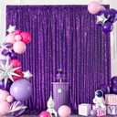 Purple Sequin Backdrop 2 Pcs 5FTx10FT Wedding Glitter Curtain Backdrop Arch Fabric Drapes for Baby Shower Birthday Party Decoration