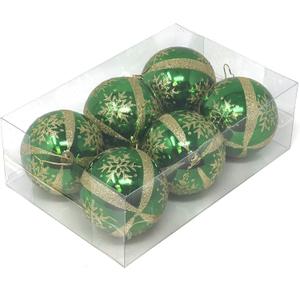 Allgala 6-PK 3 Inch Luxury Glitter Rich Decoration Christmas Tree Ornament Balls (Green)