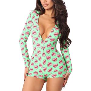 RUEWEY Women V-Neck Shorts Jumpsuit One Piece Bodysuit Pajama Long Sleeve Bodycon Rompers Overall