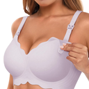 Scalloped Nursing Bras for Breastfeeding Seamless Wireless Maternity Bras for Pregnancy Soft Sleep Support Bra Purple, M