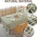 JIALE Gingham Tablecloth Rectangle Cotton Linen Fabric Checkered Table Cloth with Tassel Washable Wrinkle Free Buffalo Plaid Table Cover for Outdoor Party Picnic Kitchen Dining, Green, 55x90