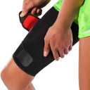 Adjustable Thigh Brace Support, Quadriceps Support and Thigh Wraps for Men and Women. Unisex Breathable Neoprene Non-Slip Hamstring Compression Sleeve, S/M