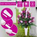 Lodou Artificial Cemetery Flowers,Outdoor Grave Decorations Roses,Arrangements Bouquet with Cemetery Vase, Silk Flowers for Long-Lasting Remembrance (Purple)