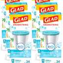 Glad OdorShield Small Drawstring Trash Bags - Febreze Beachside Breeze - 4 Gallon - 34 Count