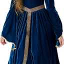 Renaissance Faire Dress Girls Medieval Victorian Princess Queen Fancy Costume Outfit Robe Dress Up Kids (Small, Blue)