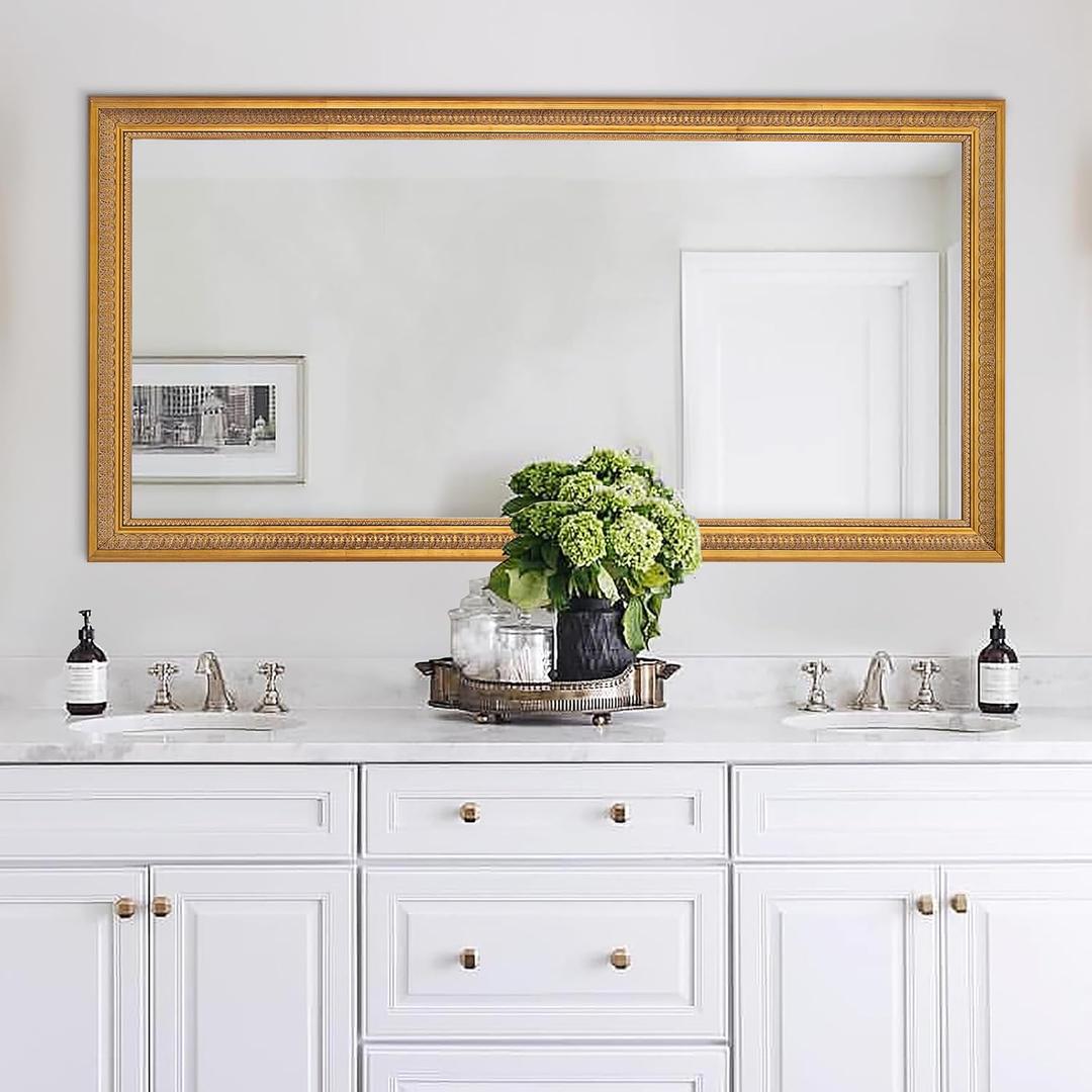 Chende Large Gold Mirrors for Wall, 48''x24'' Vintage Decorative Mirror with Gold Frame, Elegant Baroque Mirror for Dining Room, Fireplace, Living Room, Entryway