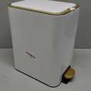 Small Bathroom Trash Can with Lid Soft Close, 1.8 Gallon Stainless Steel Garbage Can with Removable Inner Bucket, Slim Step Pedal Trash Bins (White)